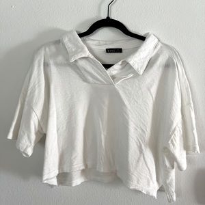 Very J cropped polo white cotton sz M